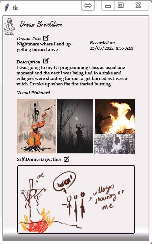 Dream Breakdown page in day mode